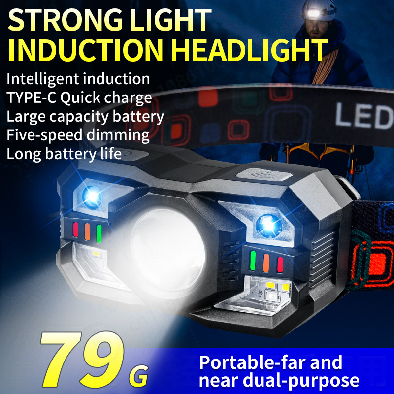 Running Headlamp - Lampe frontale à induction LED, rechargeable