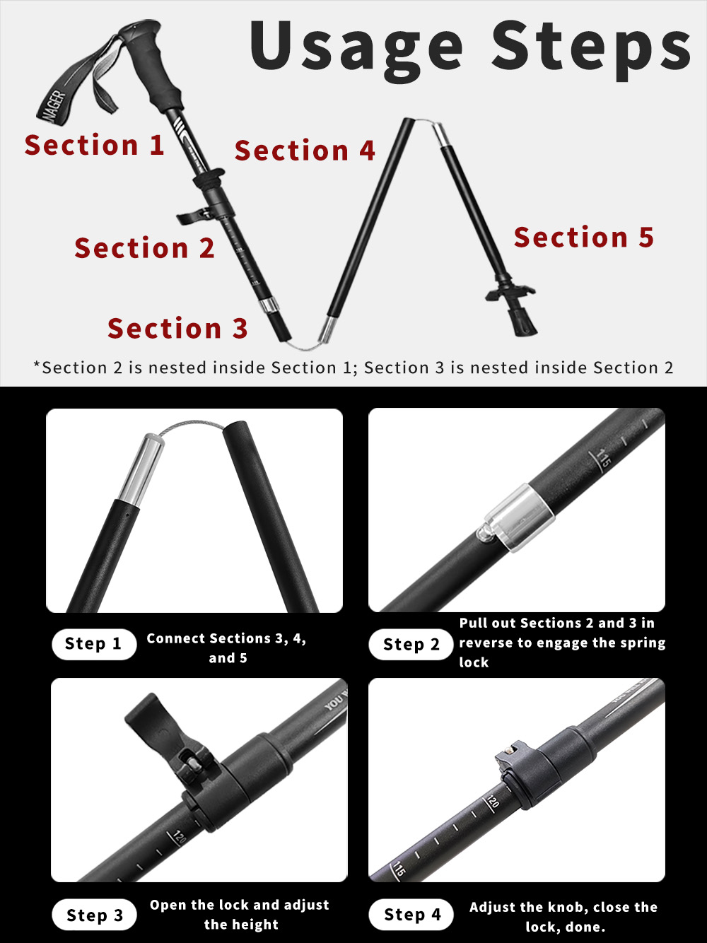 Bâton de randonnée pliable en  - Trekking Pole Carbon avis et prix